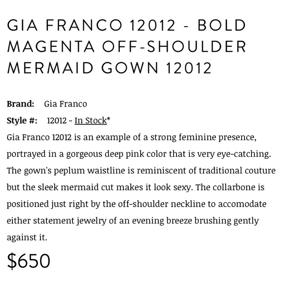 Gia Franco NAVY 12012 Peplum Mermaid long Gown size 14 NWOT - Picture 8 of 8